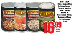 Boxer Superstores BEST COOK Mixed Vegetables In Curry Sauce/ Tomato & Onion Mix/ Butter Beans in Sweetened Brine/ Processed Peas in Sweetened offer