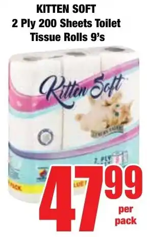 Boxer Superstores KITTEN SOFT 2 Ply 200 Sheets Toilet Tissue Rolls offer