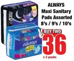 Boxer Superstores ALWAYS Maxi Sanitary Pads Assorted offer
