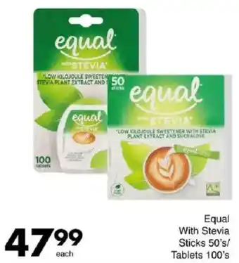 Save Equal With Stevia Sticks/ Tablets offer