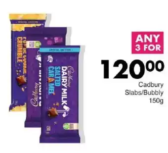 Save Cadbury Slabs/ Bubbly offer