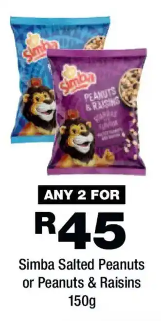 Simba Salted Peanuts or Peanuts & Raisins