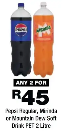 OK Foods Pepsi Regular, Mirinda or Mountain Dew Soft Drink offer