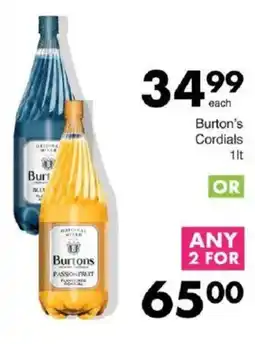 Save Burton's Cordials offer