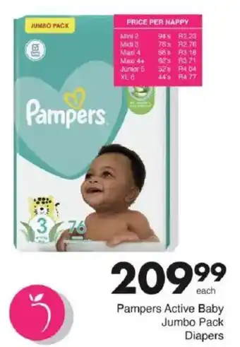 Save Pampers Active Baby Jumbo Pack Diapers offer