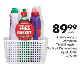Save Handy Andy + Domestos Thick Bleach + Sunlight Dishwashing Liquid Bottle offer