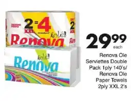 Save Renova Ole Serviettes Double Pack 1ply/ Renova Ole Paper Towels 2ply XXL offer
