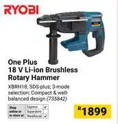 Builders Warehouse Ryobi One Plus 18V Li-Ion Brushless Rotary Hammer 735842 offer