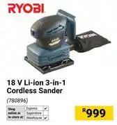 Builders Warehouse Ryobi 18V Li-Ion 3-In-1 Cordless Sander 780896 offer