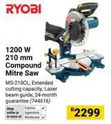 Builders Warehouse Ryobi 1200W 210 mm Compound Mitre Saw 744616 offer