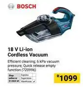 Builders Warehouse Bosch 18V Li-Ion Cordless Vacuum 720996 offer