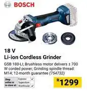 Builders Warehouse Bosch 18V Li-Ion Cordless Grinder 754732 offer