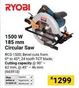 Builders Warehouse Ryobi 1500W 185mm Circular Saw 665918 offer