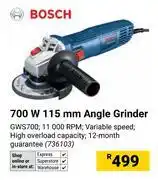 Builders Warehouse Bosch 700W 115m Angle Grinder 736103 offer