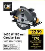 Builders Warehouse CAT 1400W 185mm Circular Saw 5800RPM 767323 offer