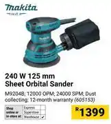 Builders Warehouse Makita 240W 125mm Sheet Orbital Sander 605153 offer