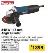 Builders Warehouse Makita 840W 115mm Angle Grinder 127334 offer