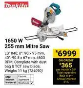 Builders Warehouse Makita 1650W 255mm Mitre Saw 124090 offer