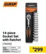 Builders Warehouse Grip 14 Piece Socket Set With Ratchet offer