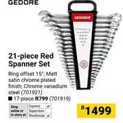 Builders Warehouse Gedore 21 Piece Red Spanner Set offer