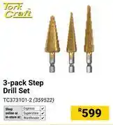 Builders Warehouse Tork Craft 3 Pack Step Drill Set offer