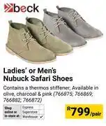 Builders Warehouse Beck Ladies Or Men's Nubuck Safari Shoes-Per Pair offer