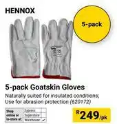 Builders Warehouse Hennox 5 Pack Goatskin Gloves-Per Pair offer