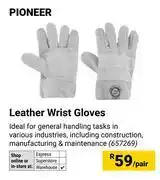 Builders Warehouse Pioneer Leather Wrist Gloves-Per Pair offer