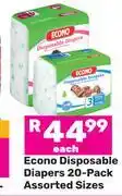 Game Econo Disposable Diapers 20 Pack Assorted Sizes-Each offer
