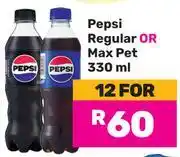 Game Pepsi Regular Or Max Pet-For 12 x 330ml offer