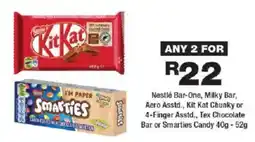 OK urban Nestlé Bar-One, Milky Bar, Aero Asstd., Kit Kat Chunky or 4-Finger Asstd., Tex Chocolate Bar or Smarties Candy offer