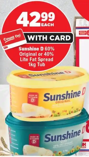 OK Foods Sunshine D 60% Original or 40% Lite Fat Spread Tub offer