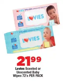 OK Foods Lovies Scented or Unscented Baby Wipes offer