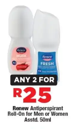OK Foods Renew Antiperspirant Roll-On for Men or Women Asstd. offer