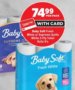 OK Foods Baby Soft Fresh White or Supreme Quilts White 2-Ply Toilet Rolls offer