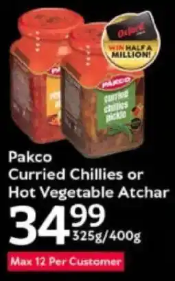 Oxford Freshmarket Pakco Curried Chillies or Hot Vegetable Atchar offer