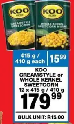 Giant Hyper Koo creamstyle or whole kernel sweetcorn offer