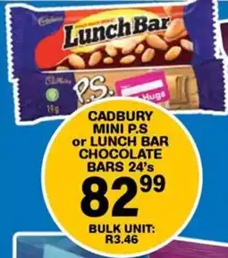 Giant Hyper Cadbury mini p.s or lunch bar chocolate bars offer