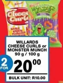 Giant Hyper Willards cheese curls or monster munch offer