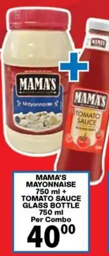 Giant Hyper Mama's mayonnaise + tomato sauce glass bottle offer