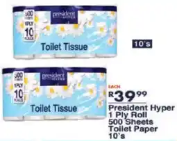 President Hyper President Hyper 1 Ply Roll 500 Sheets Toilet Paper offer