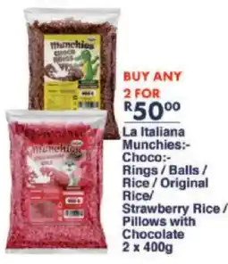 President Hyper La Italiana Munchies Choco Rings/ Balls/ Rice/ Original Rice/ Strawberry Rice/ Pillows with Chocolate offer