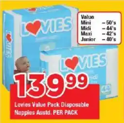 OK Grocer Lovies Value Pack Disposable Nappies Asstd. offer