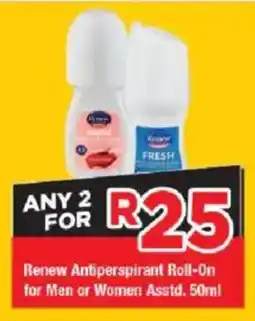 OK Grocer Renew Antiperspirant Roll-On for Men or Women Asstd. offer