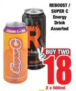 Boxer REBOOST/ SUPER C Energy Drink Assorted offer