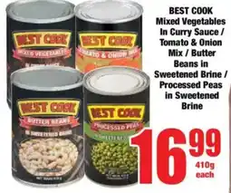 Boxer BEST COOK Mixed Vegetables In Curry Sauce/ Tomato & Onion/ Butter Beans in Sweetened Brine/ Processed Peas in Sweetened Brine offer