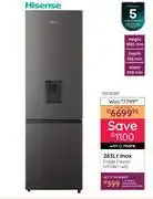 Bradlows Hisense 263Ltr Inox Fridge Freezer H370BIT-WD offer