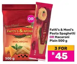 Game Fatti's & Moni's Pasta Spaghetti OR Macaroni Plain offer