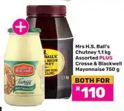 Game Mrs H.S.Ball's Chutney 1.1Kg Plus Crosse & Blackwell Mayonnaise 750g-Both For offer