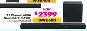 Game Hisense 3.1 Channel 480W Soundbar HS3100 offer